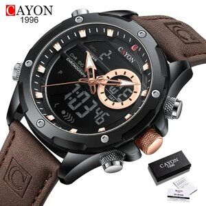 CAYON Digital Men's Military Watch: Waterproof LED Quartz Sports Watch for Men